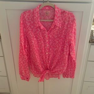 Lilly Pulitzer Linen Hot Pink Top